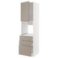 IKEA METOD МЕТОД / MAXIMERA МАКСИМЕРА Высокий шкаф для духовки, белый / Upplöv матовый темно-бежевый, 60x60x220 см 39492266 | 394.922.66
