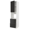 IKEA METOD МЕТОД / MAXIMERA МАКСИМЕРА Высокий шкаф для духовки, белый / Nickebo матовый антрацит, 60x60x240 см 39498254 | 394.982.54