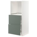 IKEA METOD МЕТОД / MAXIMERA МАКСИМЕРА Высокий шкаф с 2 ящиками для духовки, белый / Bodarp серо-зеленый, 60x60x140 см 39317183 393.171.83
