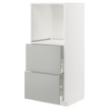 IKEA METOD / MAXIMERA Высокий шкаф с 2 ящиками для духовки, белый / Хавсторп светло-серый, 60x60x140 см 79539361 | 795.393.61