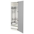 IKEA METOD МЕТОД / MAXIMERA МАКСИМЕРА Высокий шкаф с отделением для аксессуаров для уборки, белый / Bodbyn серый, 60x60x200 см 29366541 | 293.665.41
