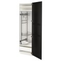 IKEA METOD МЕТОД / MAXIMERA МАКСИМЕРА Высокий шкаф с отделением для аксессуаров для уборки, белый / Lerhyttan черная морилка, 60x60x200 см 89366543 893.665.43