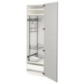 IKEA METOD МЕТОД / MAXIMERA МАКСИМЕРА Высокий шкаф с отделением для аксессуаров для уборки, белый / Lerhyttan светло-серый, 60x60x200 см 39386789 | 393.867.89