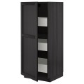 IKEA METOD МЕТОД / MAXIMERA МАКСИМЕРА Шкаф высокий с ящиками, черный / Lerhyttan черная морилка, 60x60x140 см 29362411 | 293.624.11