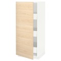 IKEA METOD МЕТОД / MAXIMERA МАКСИМЕРА Шкаф высокий с ящиками, белый / Askersund узор светлый ясень, 60x60x140 см 99381802 993.818.02