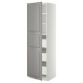 IKEA METOD МЕТОД / MAXIMERA МАКСИМЕРА Шкаф высокий с ящиками, белый / Bodbyn серый, 60x60x200 см 09378781 093.787.81
