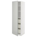 IKEA METOD / MAXIMERA Шкаф высокий с ящиками, белый / Хавсторп светло-серый, 60x60x200 см 49538551 | 495.385.51