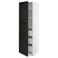 IKEA METOD МЕТОД / MAXIMERA МАКСИМЕРА Шкаф высокий с ящиками, белый / Lerhyttan черная морилка, 60x60x200 см 09370025 093.700.25