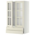 IKEA METOD МЕТОД / MAXIMERA МАКСИМЕРА Навесной шкаф / 2 стеклянные дверцы / 2 ящика, белый / Bodbyn кремовый, 60x100 см 99394994 | 993.949.94