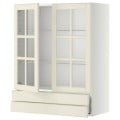 IKEA METOD МЕТОД / MAXIMERA МАКСИМЕРА Навесной шкаф / 2 стеклянные дверцы / 2 ящика, белый / Bodbyn кремовый, 80x100 см 69394995 693.949.95