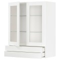 IKEA METOD МЕТОД / MAXIMERA МАКСИМЕРА Навесной шкаф / 2 стеклянные дверцы / 2 ящика, белый Enköping / белый имитация дерева, 80x100 см 39473507 | 394.735.07