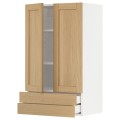 IKEA METOD / MAXIMERA Навесной шкаф / 2 дверцы / 2 ящика, белый / дуб Forsbacka, 60x100 см 69509406 | 695.094.06