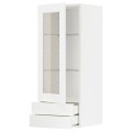 IKEA METOD МЕТОД / MAXIMERA МАКСИМЕРА Навесной шкаф / 1 стеклянная дверь / 2 ящика, белый Enköping / белый имитация дерева, 40x100 см 09473504 | 094.735.04