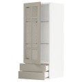 IKEA METOD МЕТОД / MAXIMERA МАКСИМЕРА Навесной шкаф / 1 стеклянная дверь / 2 ящика, белый / Stensund бежевый, 40x100 см 09462440 094.624.40
