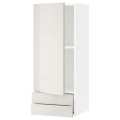 IKEA METOD МЕТОД / MAXIMERA МАКСИМЕРА Настенный шкаф, дверь / 2 ящика, белый / Ringhult светло-серый, 40x100 см 89456992 | 894.569.92