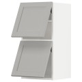 IKEA METOD МЕТОД Навесной горизонтальный шкаф / 2двери, нажимной механизм, белый / Lerhyttan светло-серый, 40x80 см 29394596 293.945.96