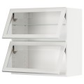 IKEA METOD МЕТОД Навесной горизонтальный шкаф / 2 двери, белый / Hesta белое прозрачное стекло, 80x80 см 19490598 194.905.98