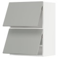 IKEA METOD Навесной горизонтальный шкаф / 2двери, нажимной механизм, белый / Хавсторп светло-серый, 60x80 см 29538043 295.380.43