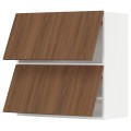 IKEA METOD Навесной горизонтальный шкаф / 2 двери, белый / Имитация коричневого ореха, 80x80 см 39519727 | 395.197.27