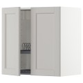 IKEA METOD МЕТОД Навесной шкаф с посудной сушилкой / 2 дверцы, белый / Lerhyttan светло-серый, 60x60 см 09461474 | 094.614.74