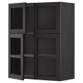 IKEA METOD МЕТОД Навесной шкаф / полки / 4 стеклянных двери, черный / Lerhyttan черная морилка, 80x100 см 59462616 594.626.16