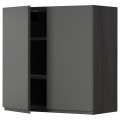 IKEA METOD МЕТОД Навесной шкаф с полками / 2 дверцы, черный / Voxtorp темно-серый, 80x80 см 89462827 | 894.628.27