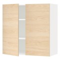 IKEA METOD МЕТОД Навесной шкаф с полками / 2 дверцы, белый / Askersund узор светлый ясень, 80x80 см 49457620 | 494.576.20
