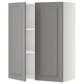 IKEA METOD МЕТОД Навесной шкаф с полками / 2 дверцы, белый / Bodbyn серый, 80x100 см 79463945 | 794.639.45