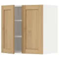 IKEA METOD Навесной шкаф с полками / 2 дверцы, белый / дуб Forsbacka, 60x60 см 99509363 995.093.63