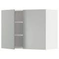 IKEA METOD Навесной шкаф с полками / 2 дверцы, белый / Хавсторп светло-серый, 80x60 см 29537977 | 295.379.77