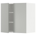 IKEA METOD Навесной шкаф с полками / 2 дверцы, белый / Хавсторп светло-серый, 60x60 см 79538007 | 795.380.07