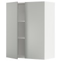IKEA METOD Навесной шкаф с полками / 2 дверцы, белый / Хавсторп светло-серый, 80x100 см 99538365 995.383.65