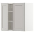 IKEA METOD МЕТОД Навесной шкаф с полками / 2 дверцы, белый / Lerhyttan светло-серый, 60x60 см 59465484 | 594.654.84