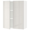 IKEA METOD МЕТОД Навесной шкаф с полками / 2 дверцы, белый / Ringhult светло-серый, 80x100 см 49459365 494.593.65