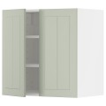 IKEA METOD МЕТОД Навесной шкаф с полками / 2 дверцы, белый / Stensund светло-зеленый, 60x60 см 29486464 | 294.864.64