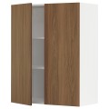 IKEA METOD Навесной шкаф с полками / 2 дверцы, белый / Имитация коричневого ореха, 80x100 см 59519477 595.194.77