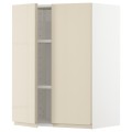 IKEA METOD МЕТОД Навесной шкаф с полками / 2 дверцы, белый / Voxtorp глянцевый светло-бежевый, 60x80 см 09465165 094.651.65