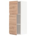 IKEA METOD МЕТОД Навесной шкаф с полками / 2 дверцы, белый / Voxtorp имитация дуб, 40x100 см 79465765 794.657.65