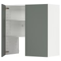IKEA METOD МЕТОД Навесной шкаф с полкой / дверью, белый / Bodarp серо-зеленый 69504338 | 695.043.38