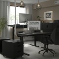 IKEA MITTZON стол/трансф, электрический черный ясеневой шпон/черный, 140x60 см 09528257 | 095.282.57