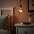 IKEA JÄLLBY / MOLNART Подвесной светильник с лампочкой, латунный / в форме колокола коричневое прозрачное стекло 89491226 894.912.26