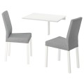 IKEA NORBERG НОРБЕРГ / KÄTTIL КЭТТИЛ Стол и 2 стула, белый / Knisa светло-серый, 74 см 59428769 | 594.287.69