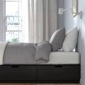IKEA NORDLI Кровать с контейнером и матрасом, антрацит / Åkrehamn средней жесткости, 90x200 см 69537796 | 695.377.96