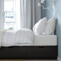 IKEA NORDLI Кровать с контейнером и матрасом, антрацит / Valevåg жесткий, 140x200 см 39537806 | 395.378.06