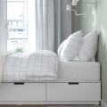IKEA NORDLI Кровать с контейнером и матрасом, белый / Vågstranda средней жесткости, 140x200 см 19537685 195.376.85
