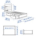 IKEA NORDLI Кровать с контейнером и матрасом, с изголовьем антрацит / Åkrehamn жесткий, 90x200 см 29536869 | 295.368.69