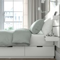 IKEA NORDLI Кровать с контейнером и матрасом, с изголовьем белый / Vågstranda жесткий, 140x200 см 79541745 795.417.45