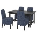 IKEA NORDVIKEN / BERGMUND Стол и 4 стула, черный / Ryrane темно-синий, 152/223 см 39408282 | 394.082.82
