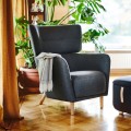 IKEA OSKARSHAMN ОСКАРШАМН Кресло с подголовником, Gunnared черно-серый 00503671 005.036.71