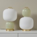 IKEA PILBLIXT Лампа настольная, белый / светло-зеленое стекло / металл, имитация золота, 41 см 70499878 | 704.998.78